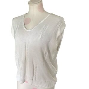 Vintage 90's Pendleton Sweater Vest - White Cable Knit  - Large